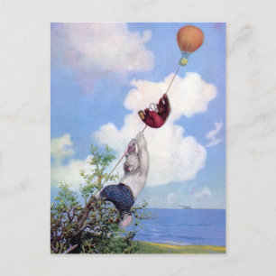 Roosevelt Bears steigen aus Heißluftballon ab Postkarte