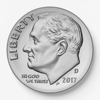 Roosevelt Dime Paper Plate Pappteller