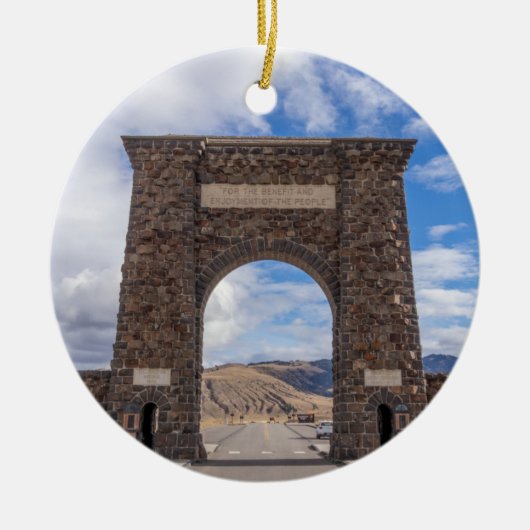 Roosevelt Gate Eintritt Yellowstone Keramik Ornament (Vorne)