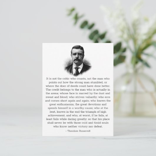 Roosevelt Inspirierend "Man in Arena" Postkarte (Stehend Vorderseite)