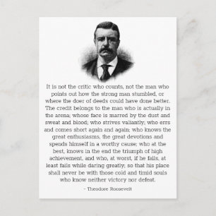 Roosevelt Inspirierend "Man in Arena" Postkarte