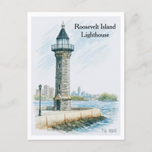 Roosevelt Island Leuchtturm NYC Postkarte (Vorderseite)