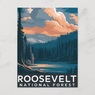 Roosevelt National Forest Watercolor Poster Feiertagspostkarte