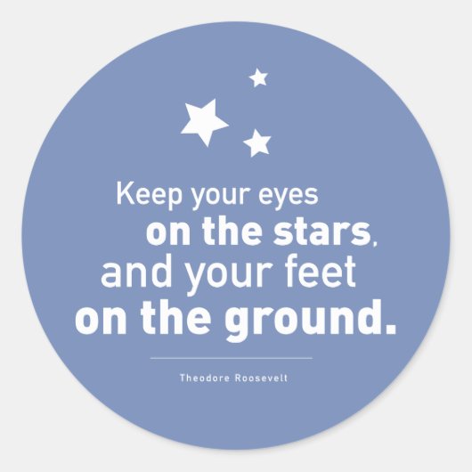Roosevelt Quote Feet Star 20xstickers CUSTOM FARBE Runder Aufkleber (Vorderseite)