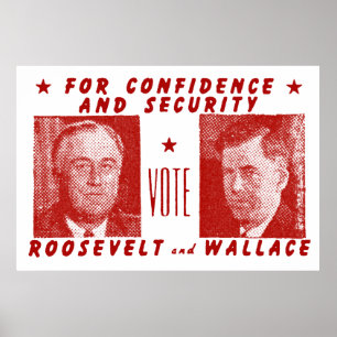Roosevelt + Wallace, rot Poster