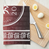 Rooster 鶏 Red Gold Chinese Zodiac Lunar Symbol Geschirrtuch (Viertel Falte)