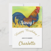 Rooster 1. Geburtstag Einladung (Vorderseite)