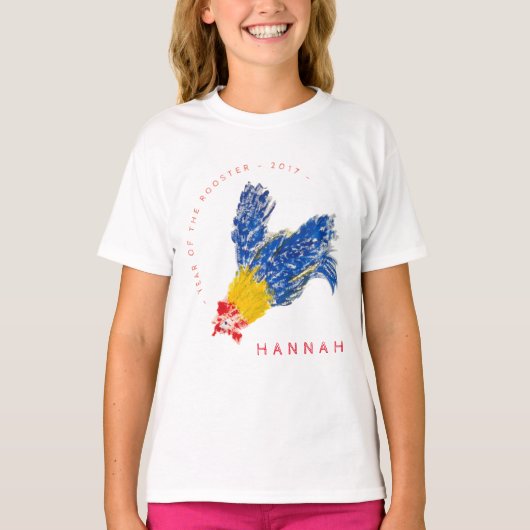 Rooster 2017 Child Painting Name L Ärmel Kinder T- T-Shirt (Vorderseite)