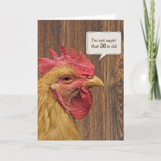 Rooster 50. Geburtstag Spaß Karte (Vorderseite)
