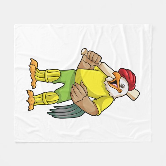 Rooster als Batsman mit Cricket Fleet Fleecedecke (Vorderseite (Horizontal))