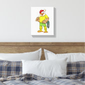 Rooster als Batsman mit Cricket Fleet Leinwanddruck (Insitu (Schlafzimmer))