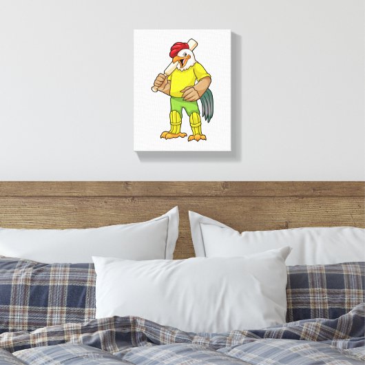 Rooster als Batsman mit Cricket Fleet Leinwanddruck (Insitu (Schlafzimmer))