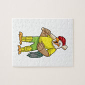 Rooster als Batsman mit Cricket Fleet Puzzle (Horizontal)