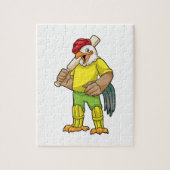Rooster als Batsman mit Cricket Fleet Puzzle (Vertikal)
