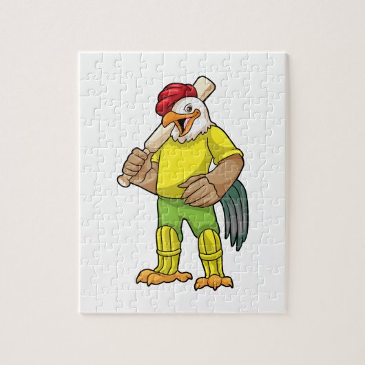 Rooster als Batsman mit Cricket Fleet Puzzle (Vertikal)