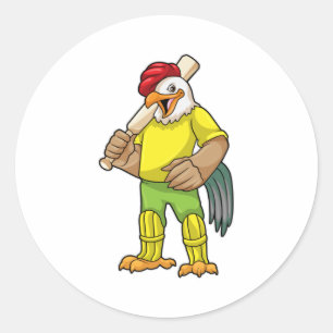 Rooster als Batsman mit Cricket Fleet Runder Aufkleber