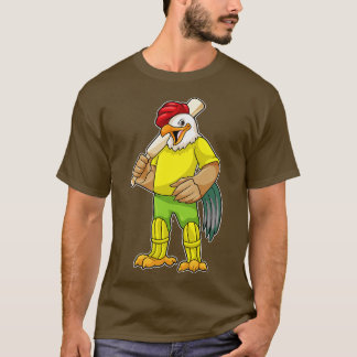 Rooster als Batsman mit Cricket Fleet T-Shirt