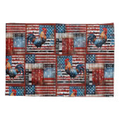 Rooster American Flag Folk Art Quilt Kissenbezug (Rückseite)