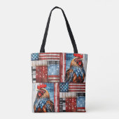 Rooster American Flag Folkart Tasche (Rückseite)