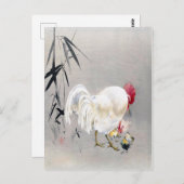 Rooster and Hen with Chicks, Watanabe Seitei Postkarte (Vorne/Hinten)