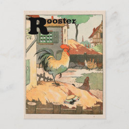 Rooster Animal Alphabet Letter Postkarte