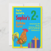 Rooster Animal Kid's Birthday Party Einladungen (Vorderseite)