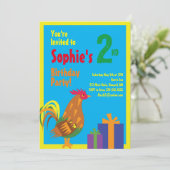 Rooster Animal Kid's Birthday Party Einladungen (Stehend Vorderseite)