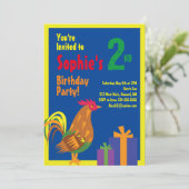 Rooster Animal Kid's Birthday Party Einladungen (Stehend Vorderseite)