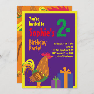 Rooster Animal Kid's Birthday Party Einladungen