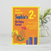 Rooster Animal Kid's Birthday Party Einladungen (Stehend Vorderseite)