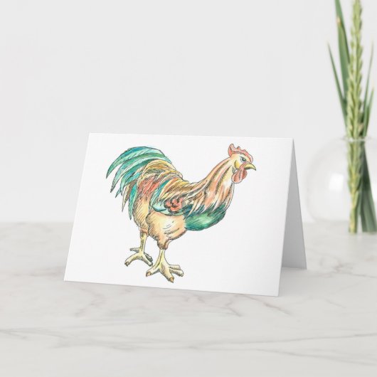Rooster Art Feiertagskarte (Vorderseite)