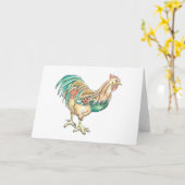 Rooster Art Grußkarte Karte (Gelbe Blume)