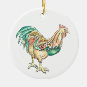 Rooster Art Keramik Ornament