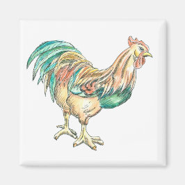 Rooster Art Magnet