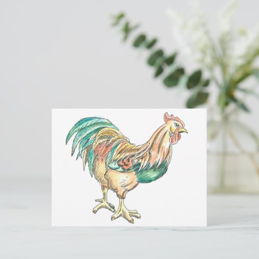 Rooster Art Postkarte (Stehend Vorderseite)