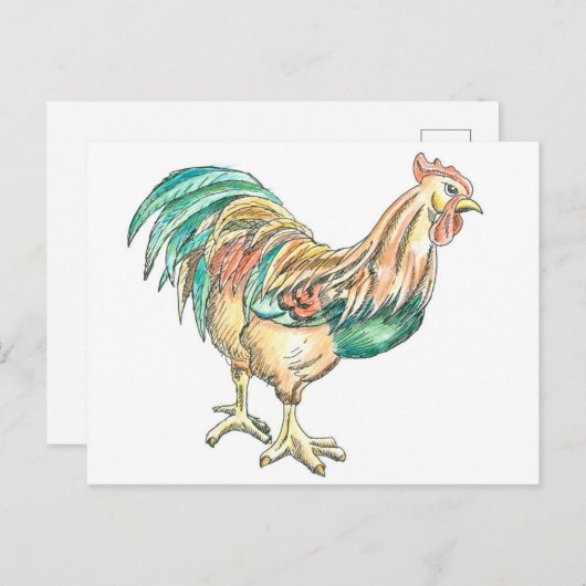 Rooster Art Postkarte (Vorne/Hinten)