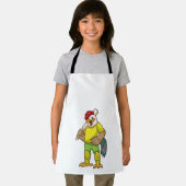 Rooster as Batsman with Cricket bat Schürze (Insitu)