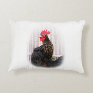 Rooster auf der Rückseite, Hen und Babys auf der V Dekokissen