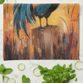 Rooster auf einer Post-Oil-Malerei Geschirrtuch (Gefaltet)