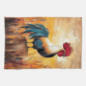 Rooster auf einer Post-Oil-Malerei Geschirrtuch (Horizontal)