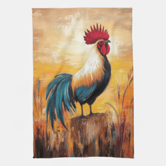 Rooster auf einer Post-Oil-Malerei Geschirrtuch