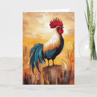 Rooster auf einer Post-Oil-Malerei Karte