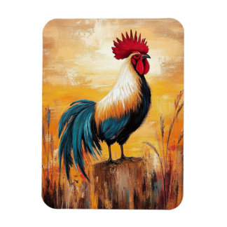 Rooster auf einer Post-Oil-Malerei Magnet
