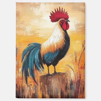 Rooster auf einer Post-Oil-Malerei Magnet