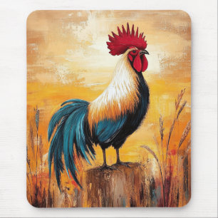 Rooster auf einer Post-Oil-Malerei Mousepad