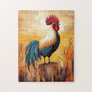 Rooster auf einer Post-Oil-Malerei Puzzle