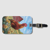 Rooster auf einer Sonnenblumenzucht Gepäckanhänger (Vorderseite (Horizontal))