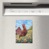 Rooster auf einer Sonnenblumenzucht Magnet (In Situ (Geschirrspüler))