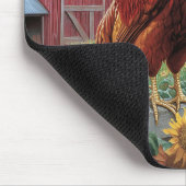 Rooster auf einer Sonnenblumenzucht Mousepad (Ecke)