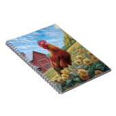 Rooster auf einer Sonnenblumenzucht Notizblock (Rechte Seite)